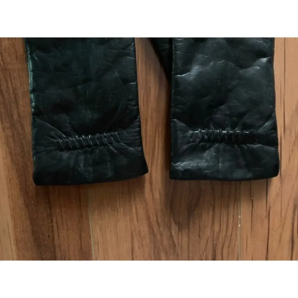 Womens Fownes Black Leather Gloves Small